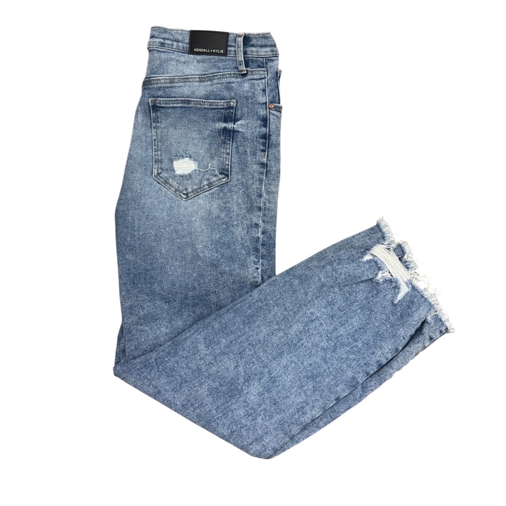 KENDALL + KYLIE The High Rise Straight Acid Wash Distressed Jeans Women's 11/30‎